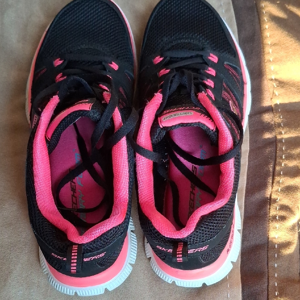 Skechers Black and Pink Athletic Shoes